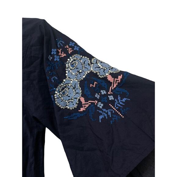 Anthropologie Ruby Yaya luna rose Blue beaded embroidered dress size XS - Picture 3 of 7